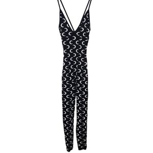 IMmodel Black and White Moon Print Jumpsuit NWT Sz Medium Knit Bodycon Jumpsuit